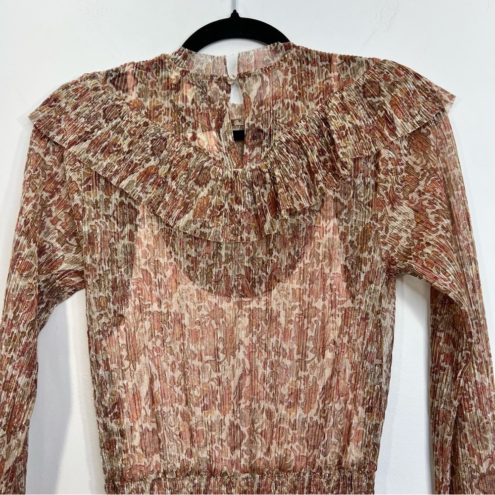 NWT Ted Baker London DEBBIX printed long sleeve sheer brown floral dress US 6 - Picture 8 of 17